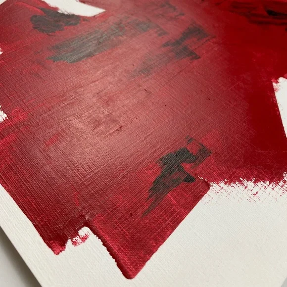 Abstract Acrylic Original Painting On Canvas Paper 9X12 Wall Art Red - Picture 6 of 8